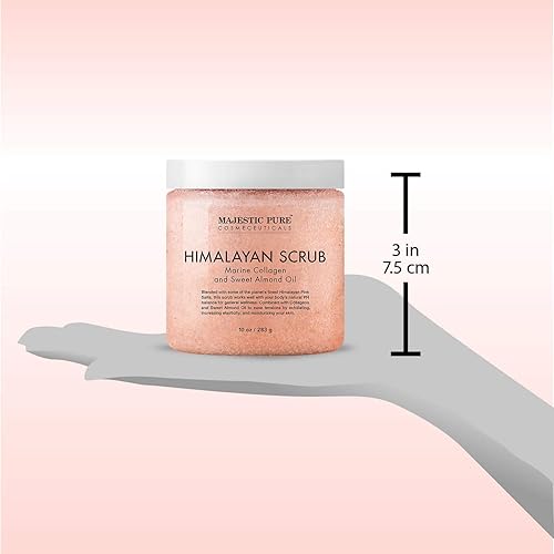 MAJESTIC PURE Himalayan Pink Salt Body Scrub with Collagen and Sweet Almond Oil | Exfoliating Body Scrub for Skin Care, Stretch