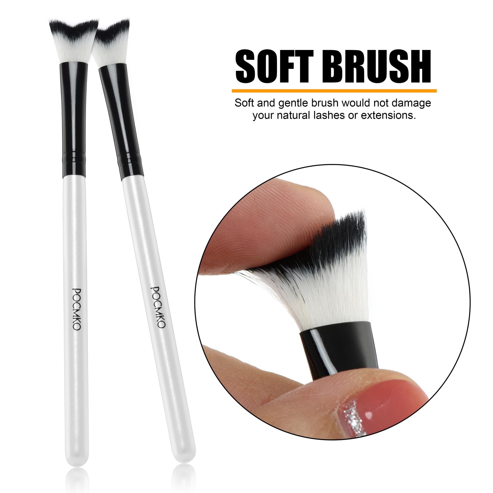 Pocmko 10 Pcs Curved Fluffy Lash Cleaning Brushes, Eyelash Extension Shampoo Cleansing Brush, Swoop Eyelash Cleanser Brushes, La