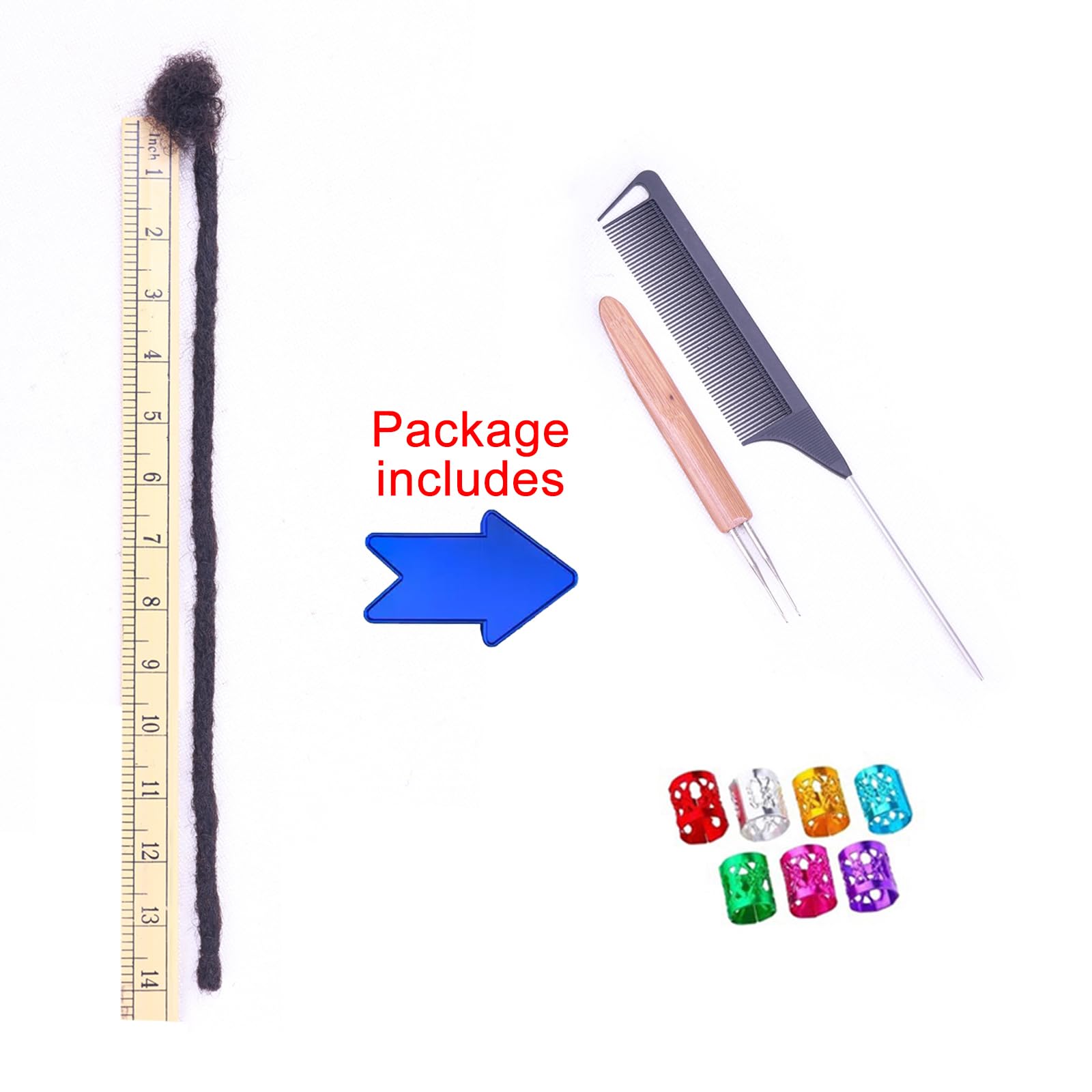 100% Real Human Hair Dreadlock Extensions, Adiasai 0.8Cm Thickness 14 Inch 30 Strands Can Be Dyed And Bleached Full Hand-Made Lo