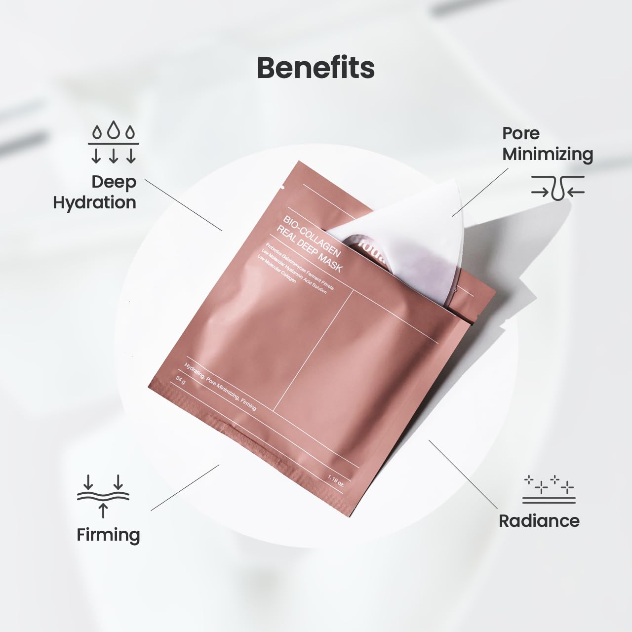 BIODANCE Bio-Collagen Deep Hydrating Overnight Hydrogel Mask, Pore Minimizing, 34g x4ea, Collagen Mask