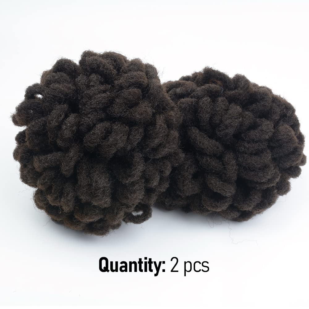 Kgbfass 2Pcs Loc Ponytail Drawstring Locs Petal Bun Dreadlock Ponytail Braided Faux Locs Bun Clip In On Braids Afro Puffs Pony T