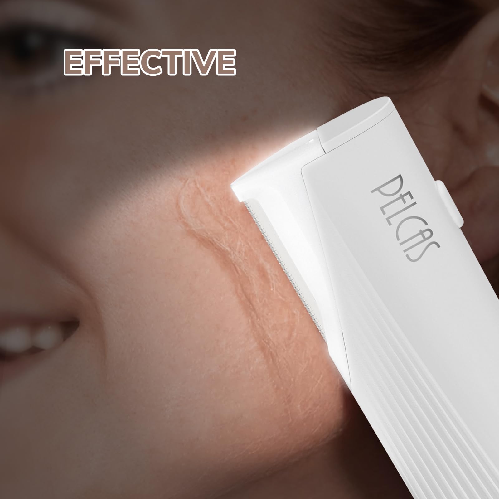 Pelcas Electric Dermaplaning Tool For Face With Led Light, Mini Facial Dermaplaning Razor Kit, Painless 3 Speeds Facial Peach Fu