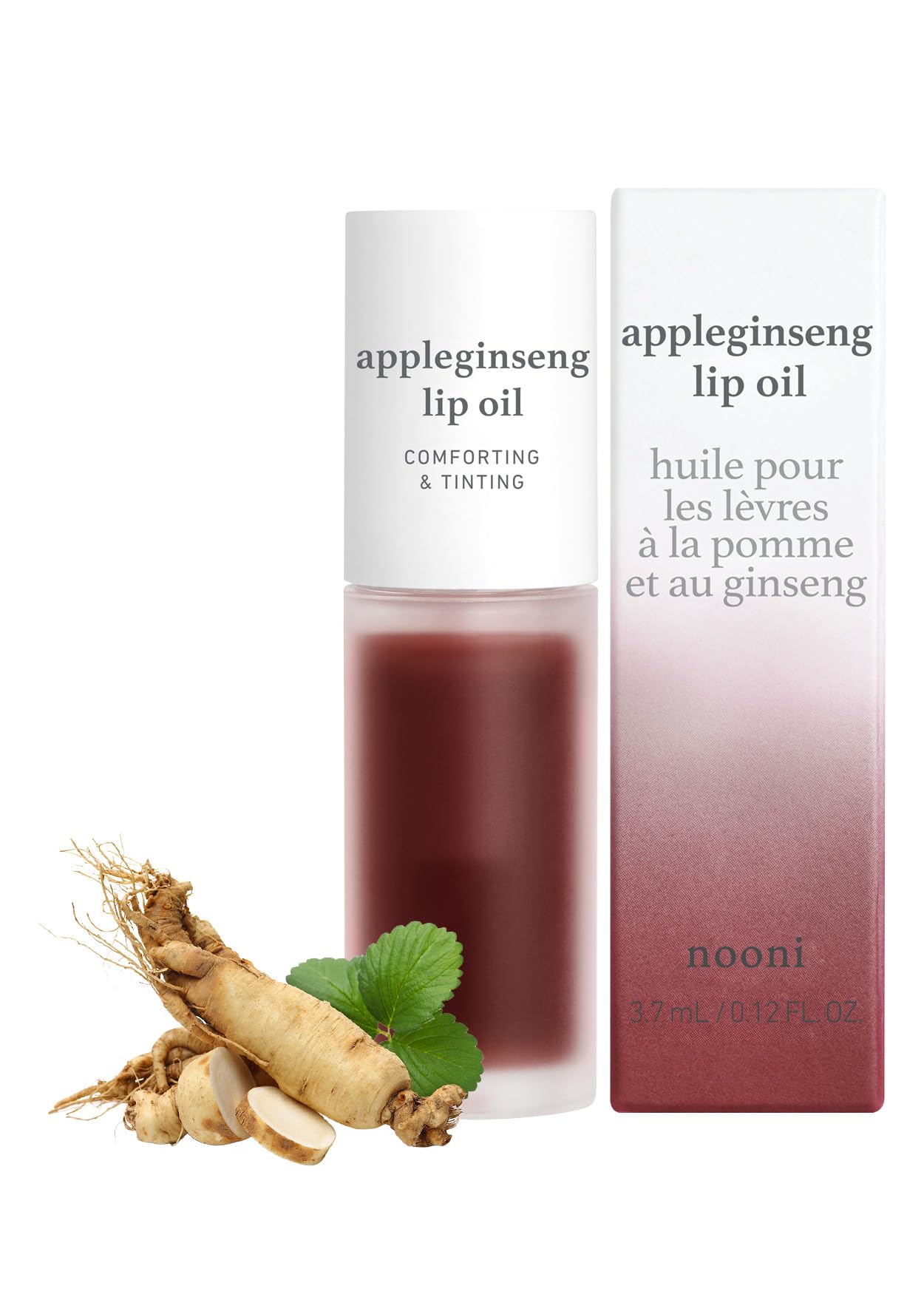 Nooni Korean Lip Oil - Appleginseng | Lip Stain, Gift, Long-Lasting, Moisturizing, Plumping, Revitalizing For Dry Lips, Waterpro