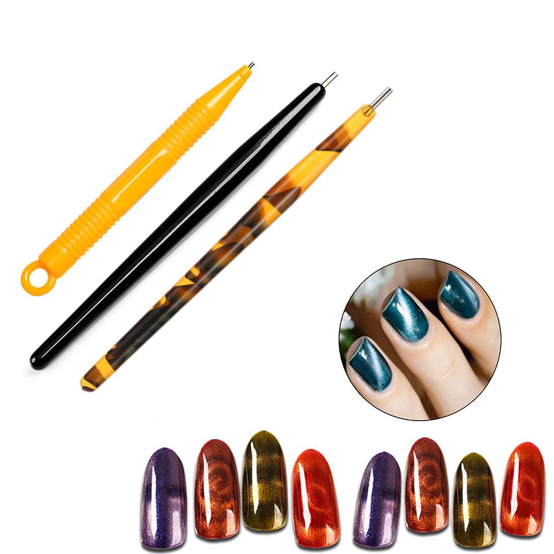 Xeaohesy 10 Pieces Nail Magnet Tool Set Double-Head Flower Design Multi-Function Magnet Board Magnet Stick Nail Magnet Pens Anim