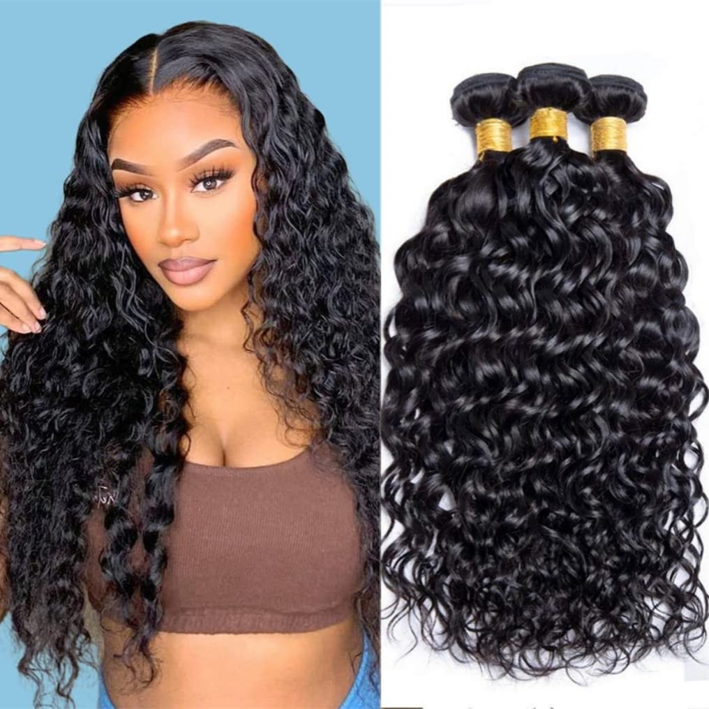 Water Wave 3 Bundles Human Hair 10A Brazilian Virgin Water Wave Human Hair Bundles For Women 100% Unprocessed Wet And Wavy Human