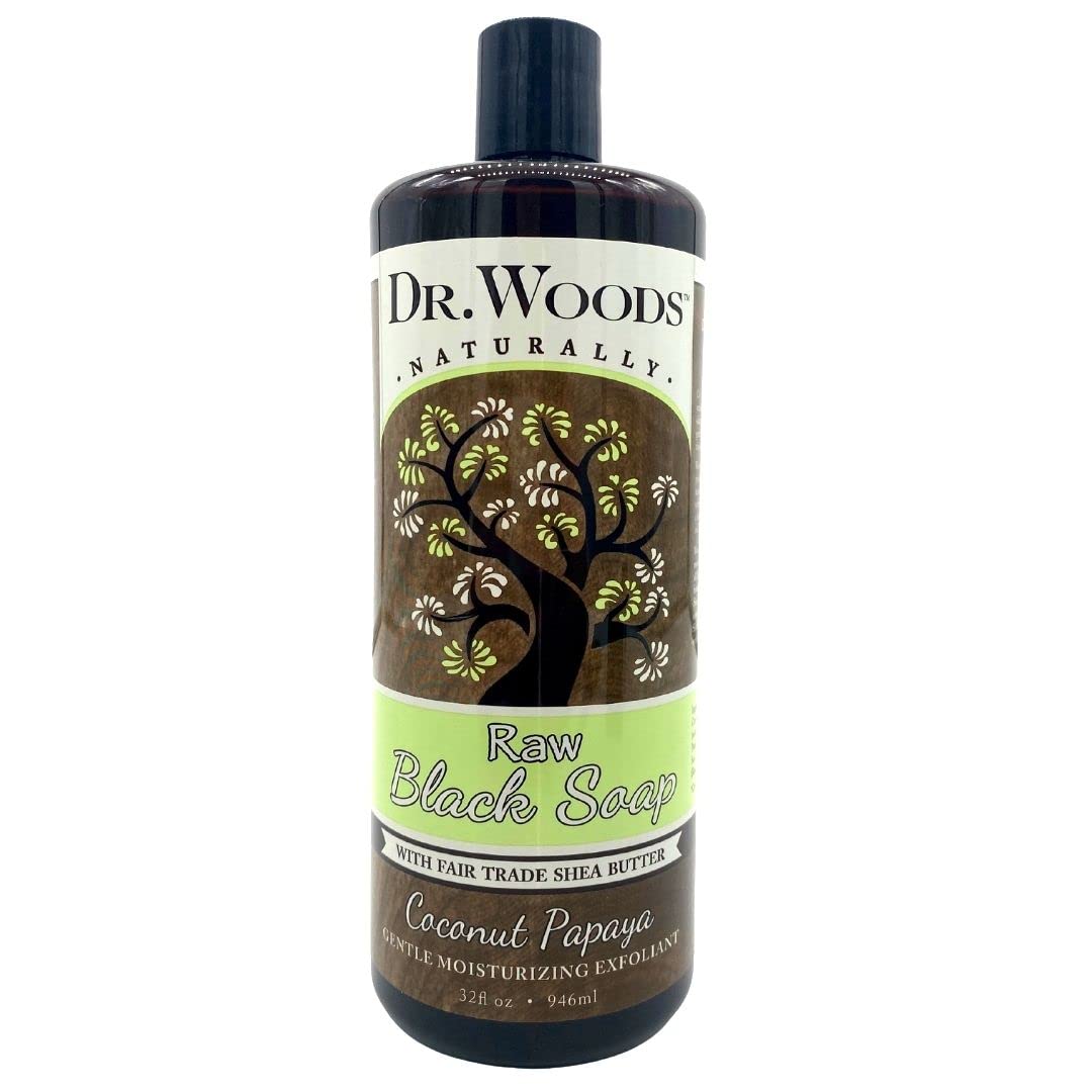 Dr. Woods Raw Moisturizing Black Coconut Papaya Soap with Organic Shea Butter, 32 Ounce