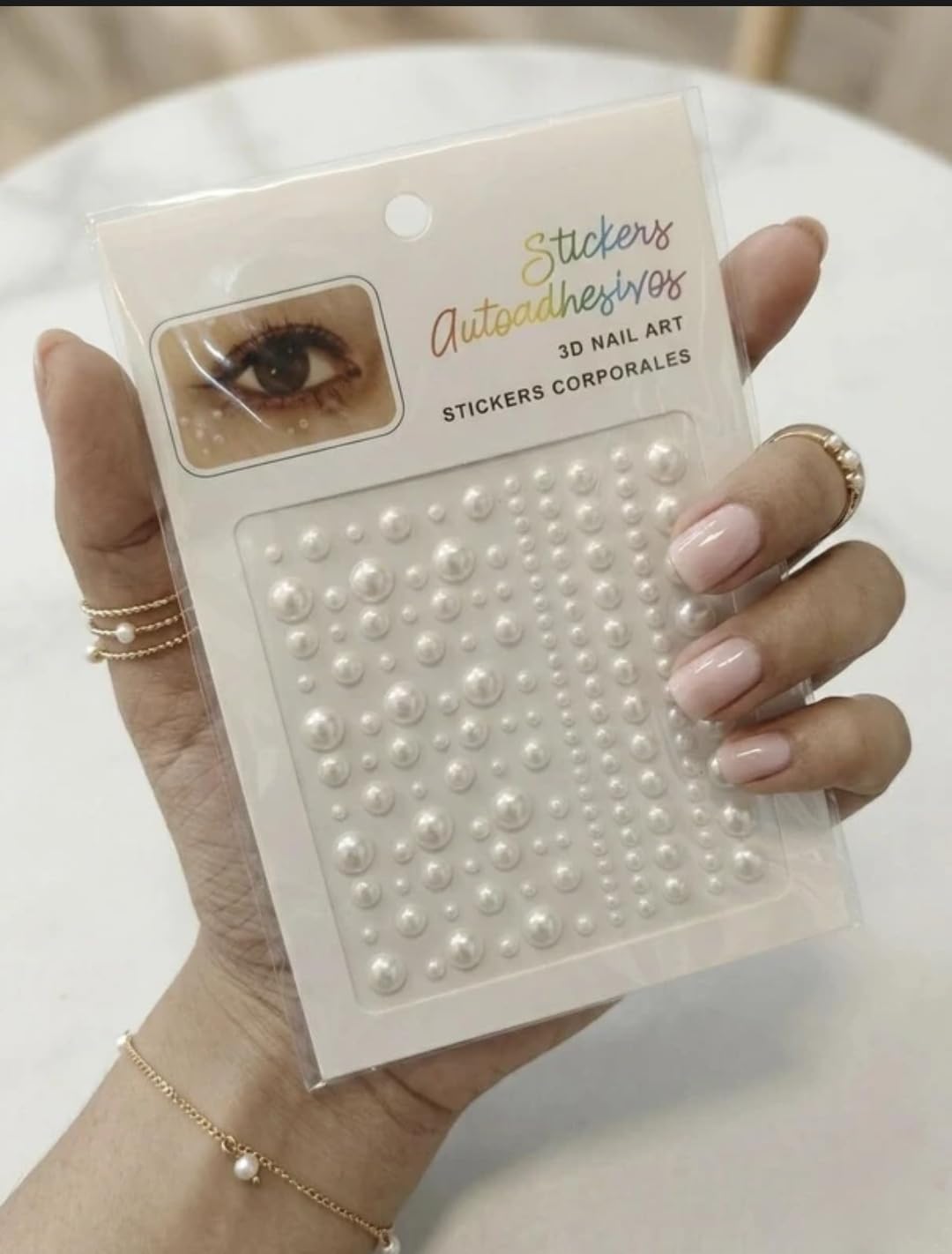3D Pearl Hair Stickers For Women & Girls, SelfAdhesive Pearl Stickers For Face, Hair & Nails, Mixed Shapes (Round, Heart), Wate
