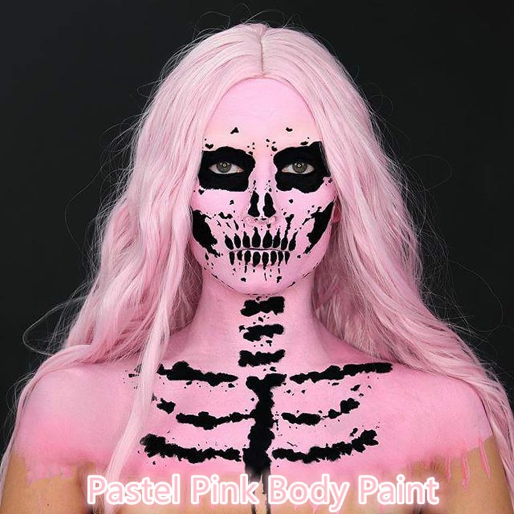 Go Ho Pastel Pink Face Paint Stick(0.85Oz),Water Based Cream Light Pink Body Paint Washable,Liquid Concealer,Covers Oil-Free,Hal