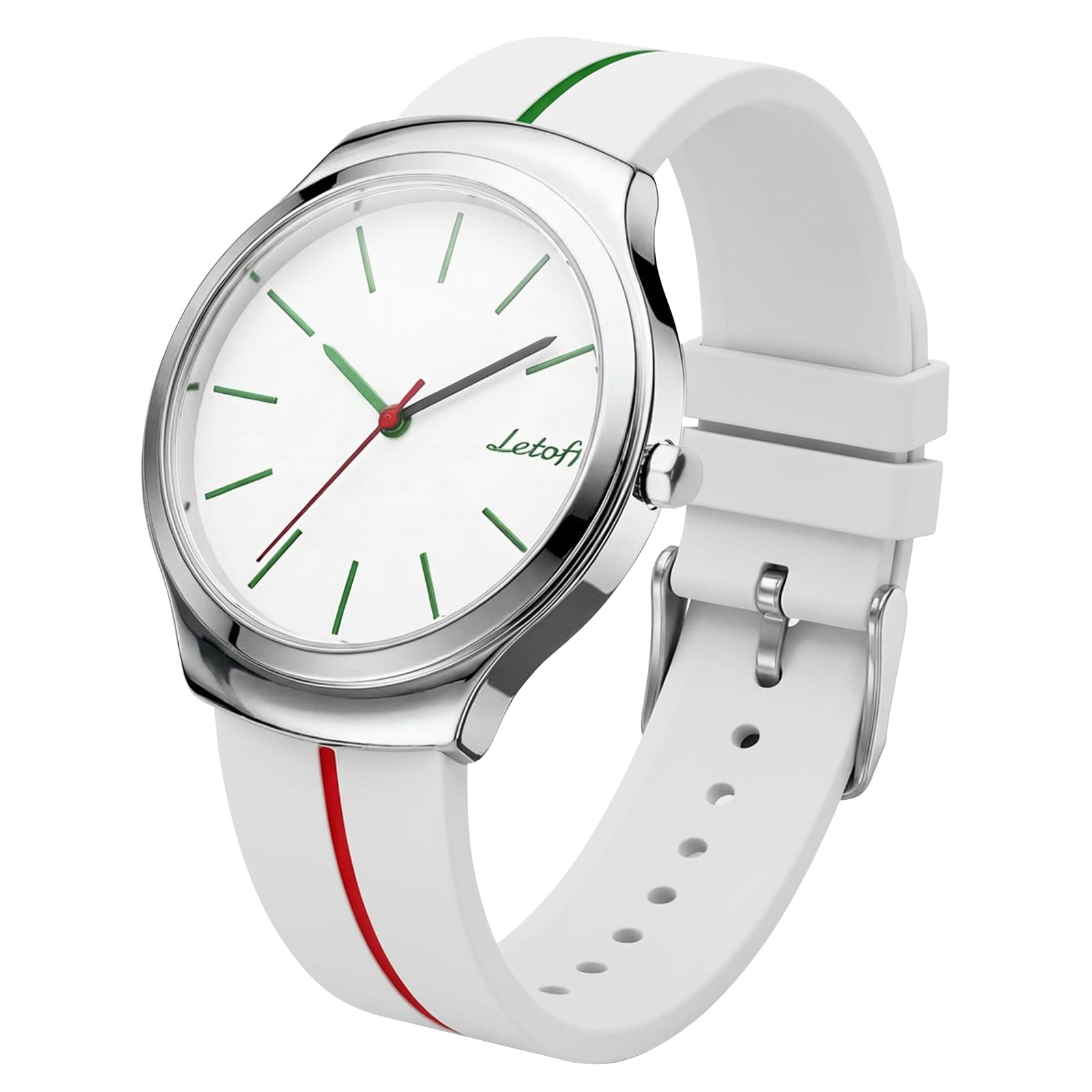 Letoff Modern Analog Watch, Colorful Markers, Silicone Band (White)