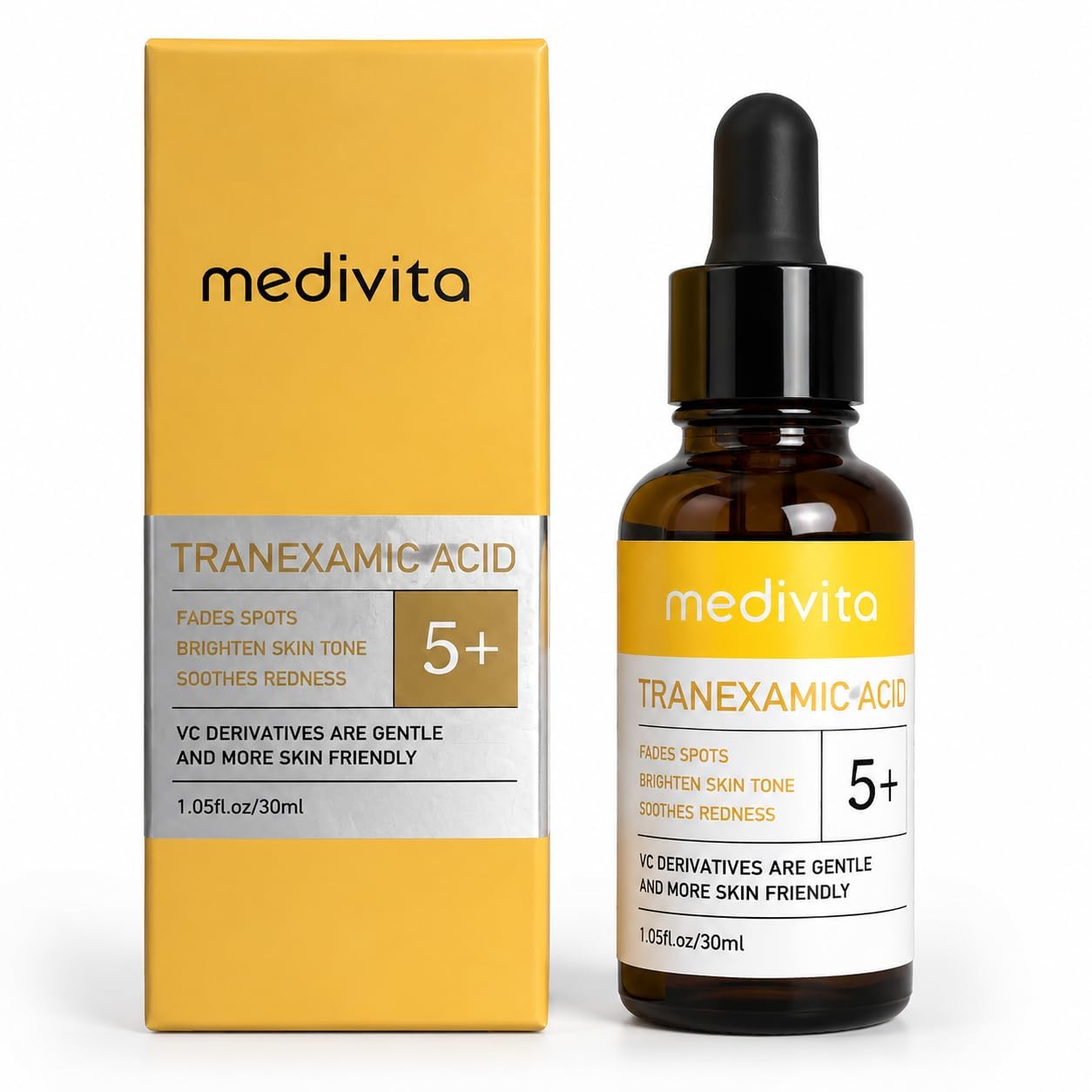 MEDIVITA Tranexamic Acid Serum 5% for Face, Dark Spot & Uneven Skin Tone Care, with Niacinamide, Hyaluronic Acid & Vitamin B5, H