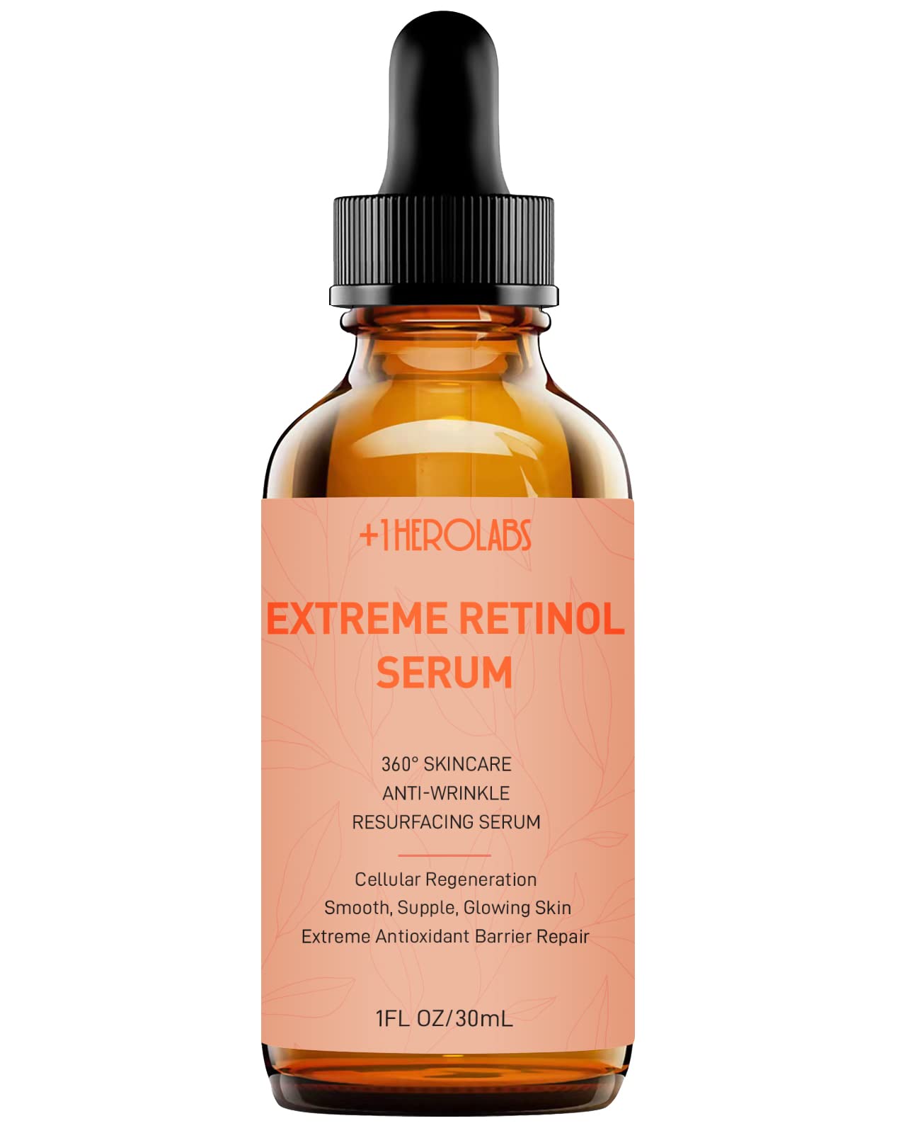 +1HEROLABS Retinol Serum 2.5% with Vitamin C & E, B5, Hyaluronic Acid, 1 Fl Oz - Anti-Aging, Dark Spot Corrector, Orange