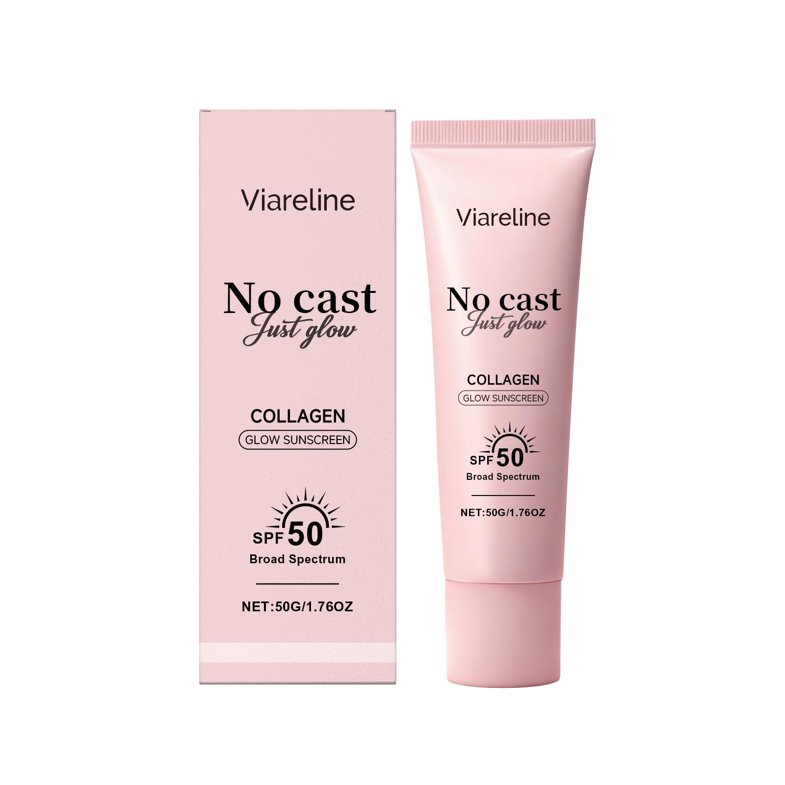 Viareline No Cast Collagen Glow Sunscreen SPF 50, 50g