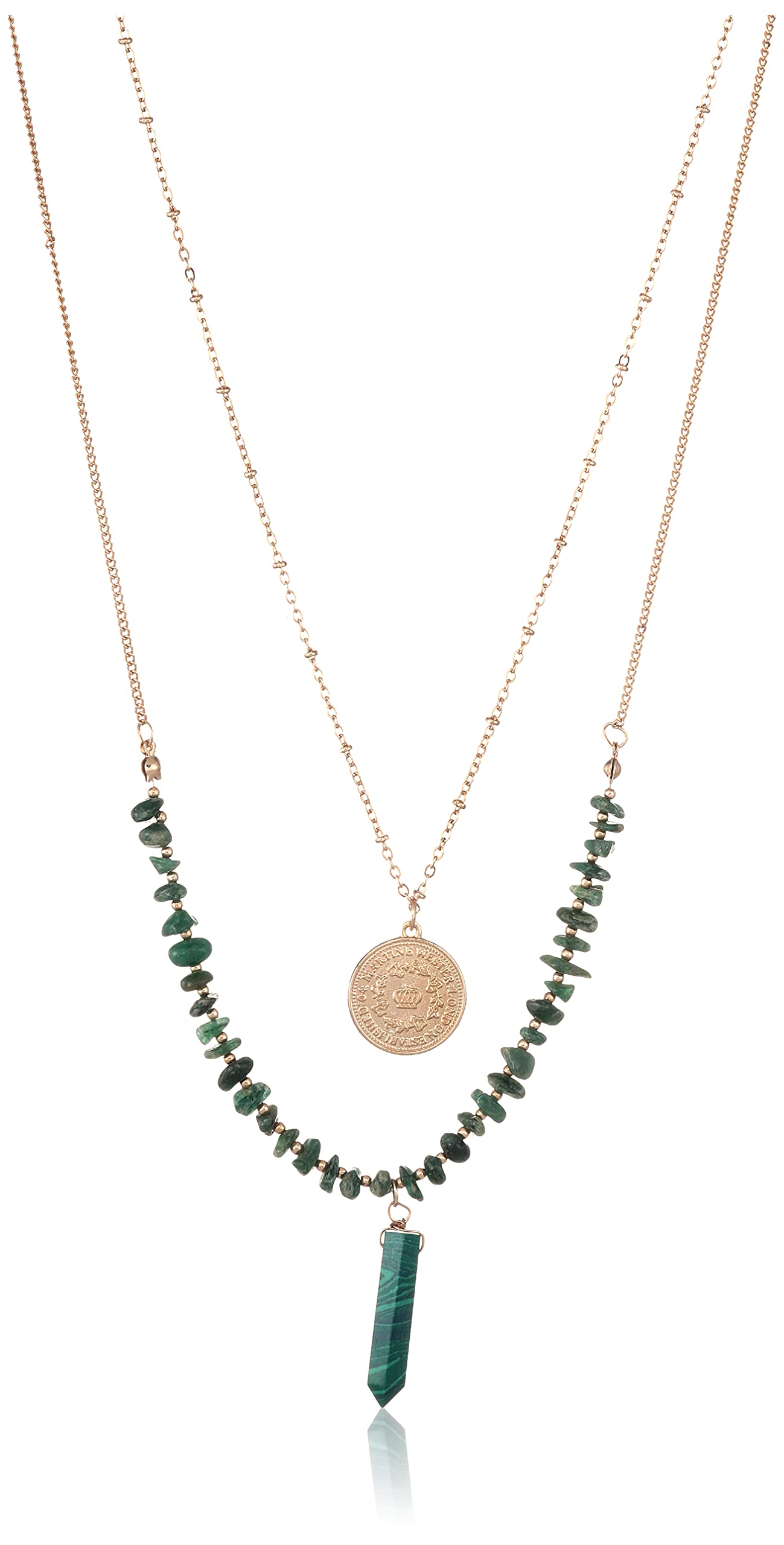 Green & Rose GoldPlated Layered Necklace