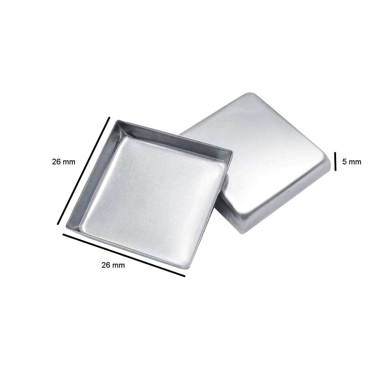 20 Pieces Empty 26 Mm Square Metal Pans Cosmetic Eyeshadow Blush Lipstick Organizer For Magnetic Makeup Palette (Height 5 Mm)