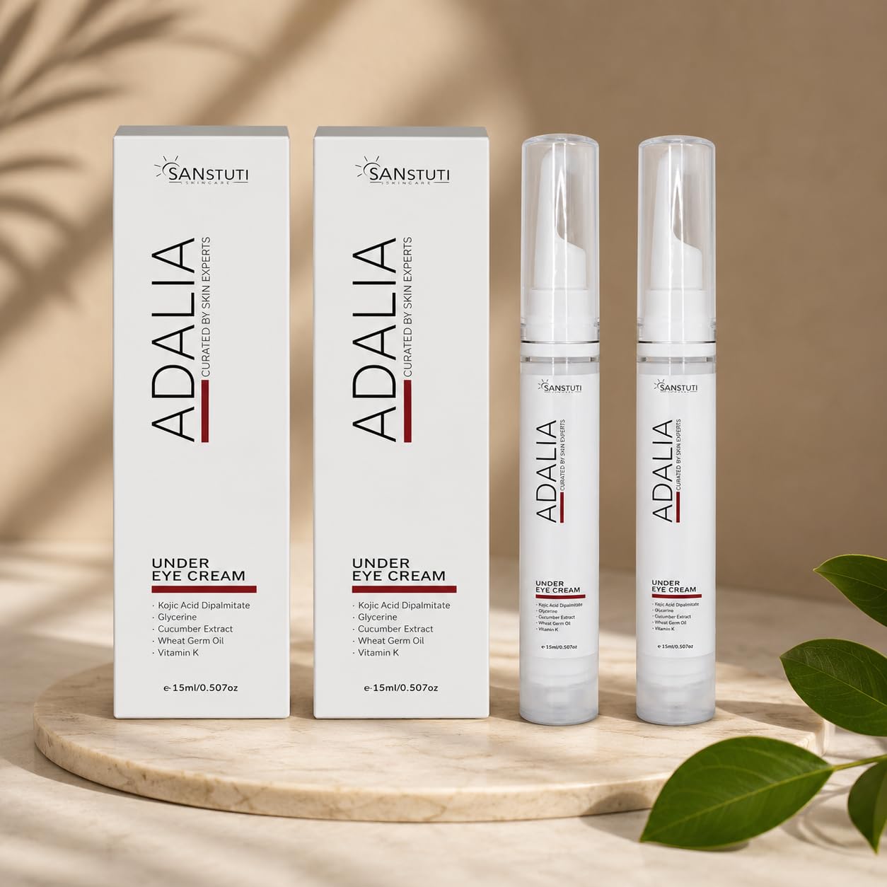 Adalia Under Eye Cream With Kojic Acid, Cucumber & Vitamin K  Dark Circle & Puffiness Reduction | Brightening & Hydrating Eye C