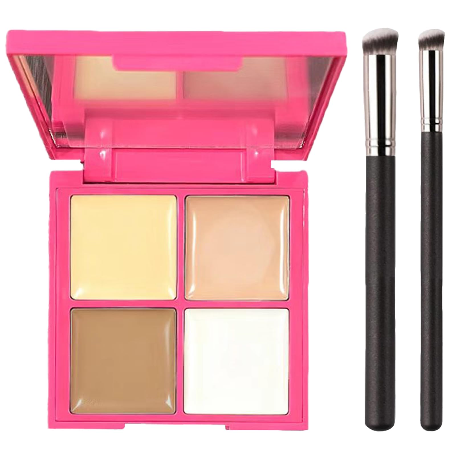 FNOLECY 4 Colors Concealer, Pot Concealer Palette With Two Brushes