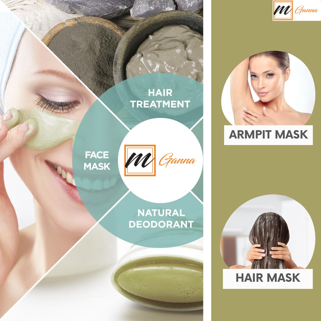 mGanna 100% Natural Calcium Bentonite Clay Powder for Facial Masks, Creams, Body Wraps and Soap Making 0.5 LBS / 227 GMS