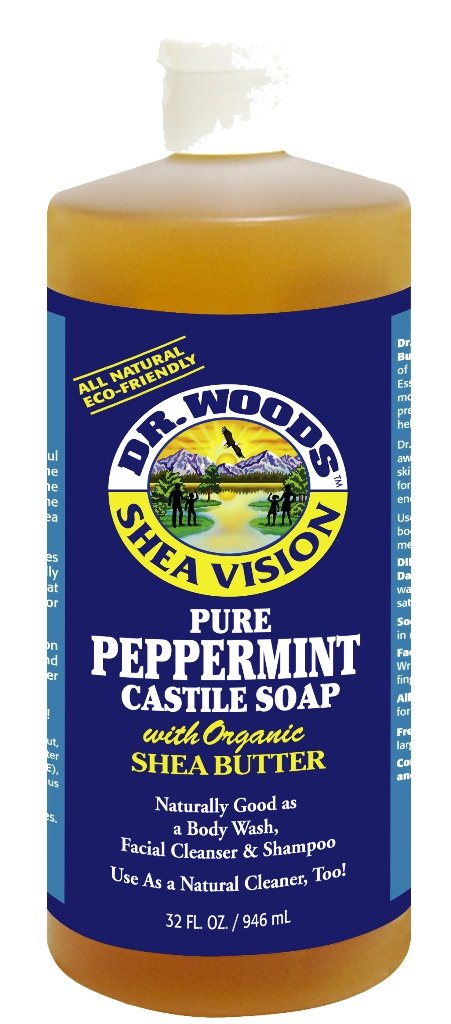 Sylvia's Hair Products Dr. Woods Castile Soaps, Peppermint Soap with Shea Butter, 32-Ounce (Pack of 12)