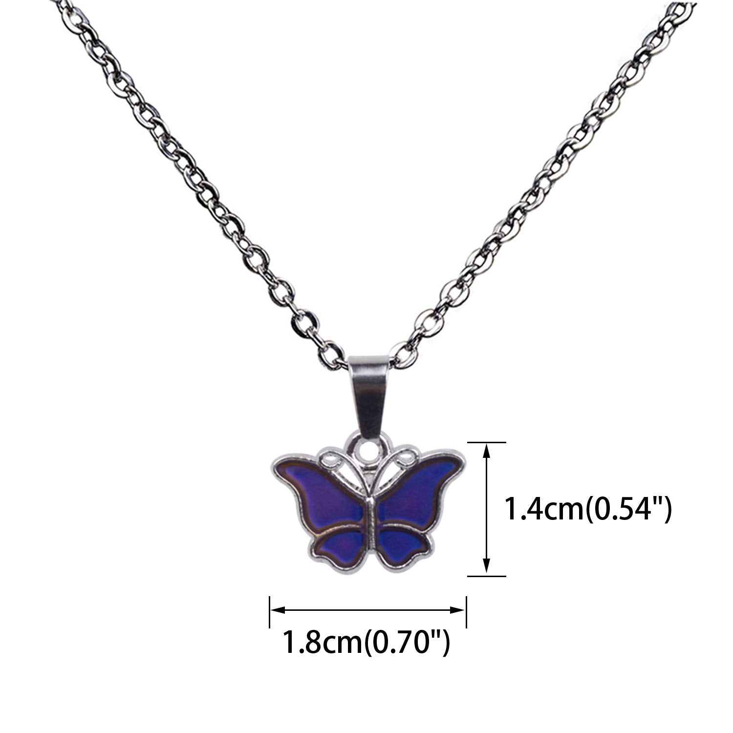 FM FM42 Temperature Sensing Color Changing Butterfly Pendant Necklace with 19.29  Stainless Steel Rolo Chain (Butterfly-3) ZN130