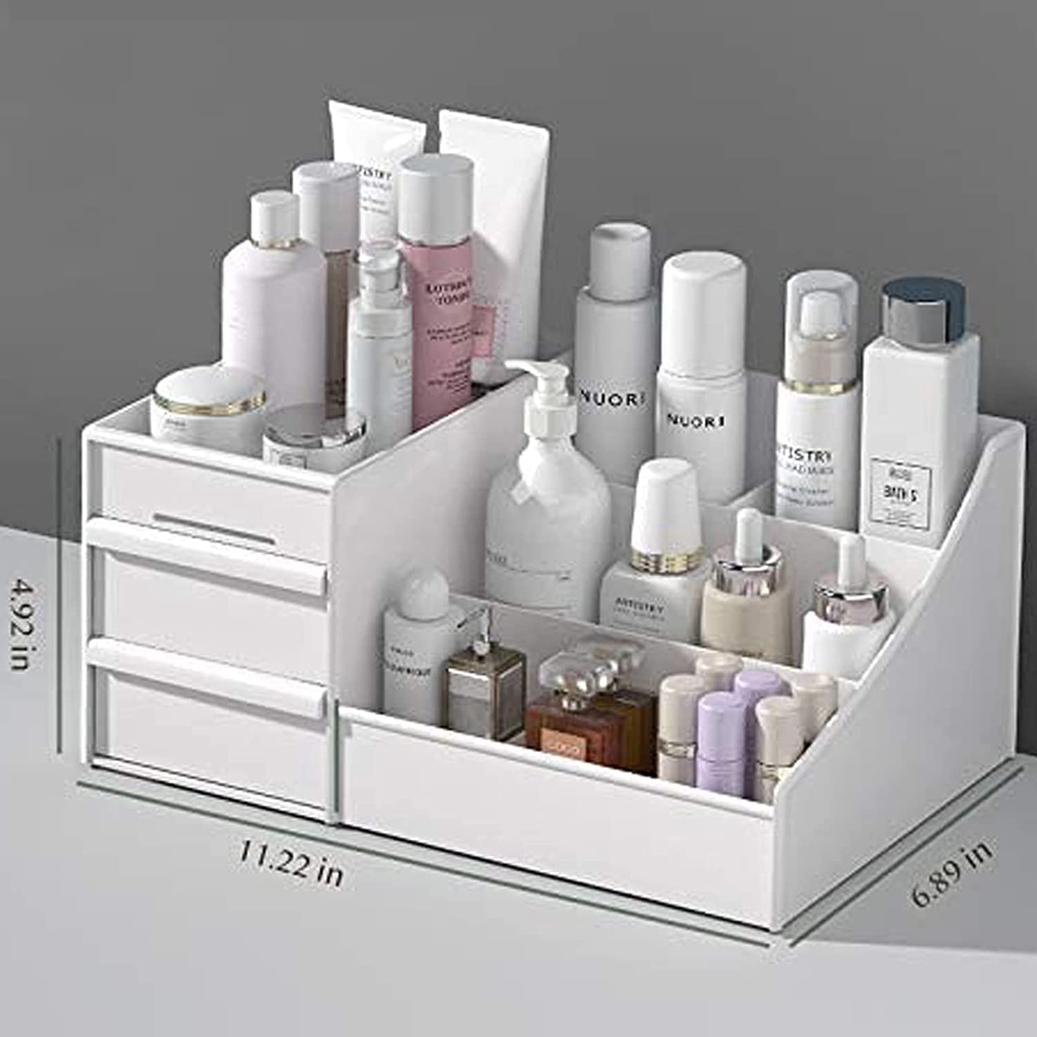 Skin Care Organizer,Makeup Desk Organizer With Drawers,Countertop Organizer For Cosmetics,Vanity Brush With Holder For Lipstick,