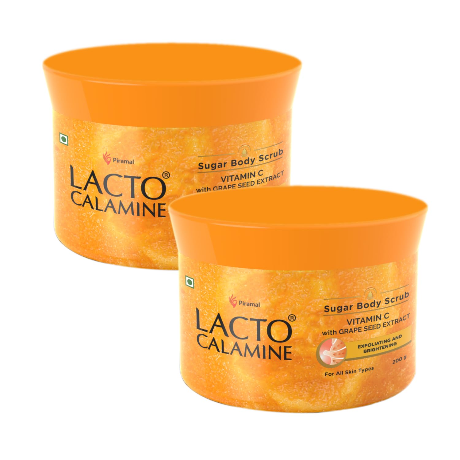Lacto Calamine Vitamin C Sugar Body Scrub |200 G X 2 | Gentle Body Exfoliator | Body Scrub For Healthy & Glowing Skin | Vitamin 