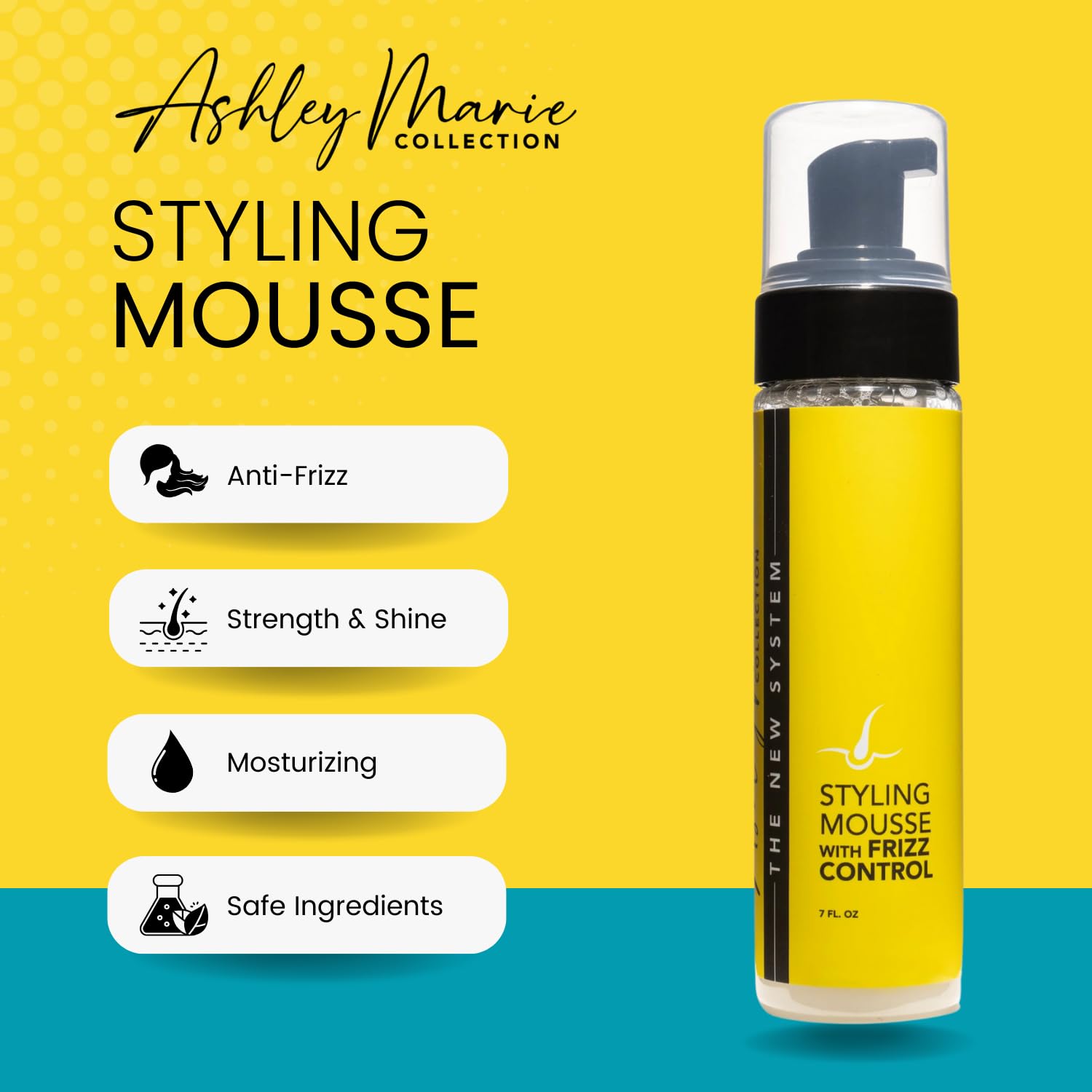 The Hair Diagram - Ashley Marie Styling Mousse With Frizz Control - Natural Ingredients - Volumizing & Moisturizing Mousse - Qui