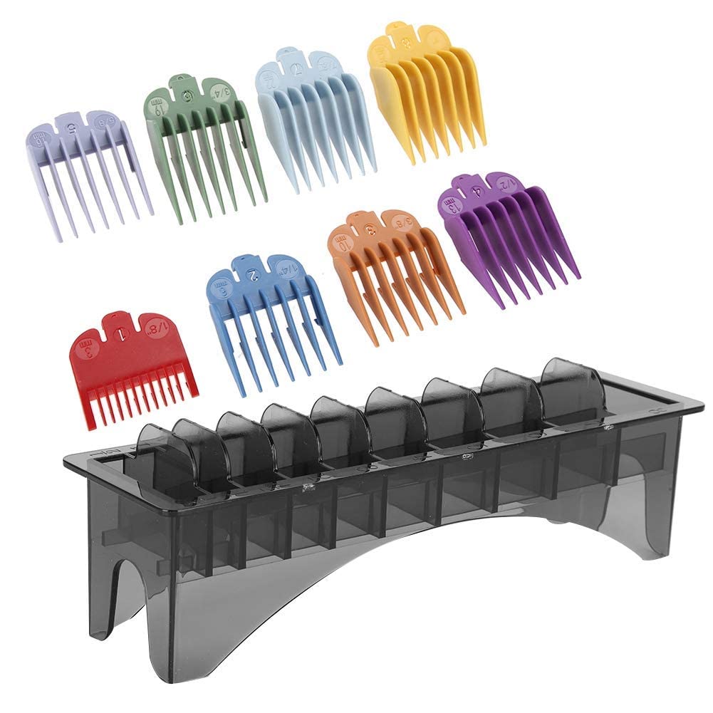 Rectangular Plastic Guide Comb Storage Box, Universal 10 Grid Base for Electric Hair Clipper Limit Comb Hair Tools Supplies Stor