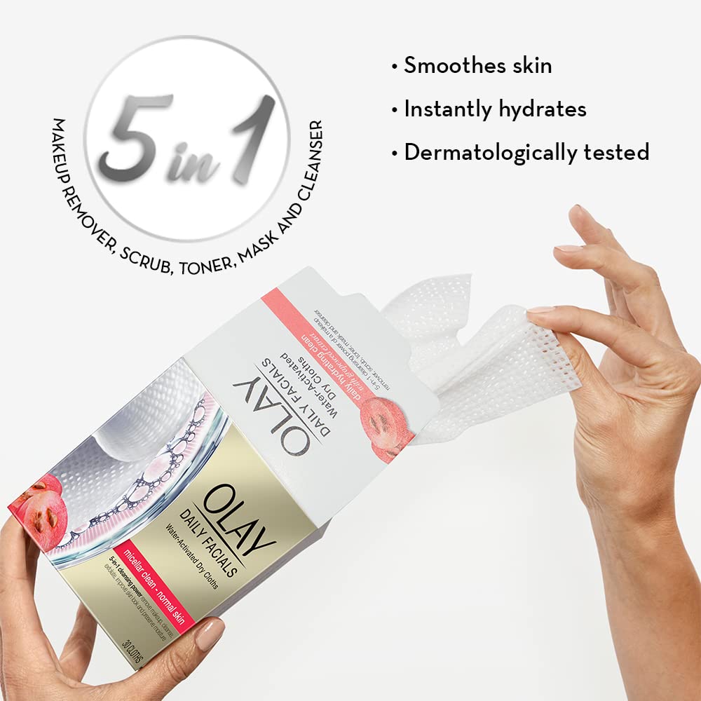 Olay 4-In-1 Daily Facial Cloths, Normal Skin 33 Count, Packaging May Vary