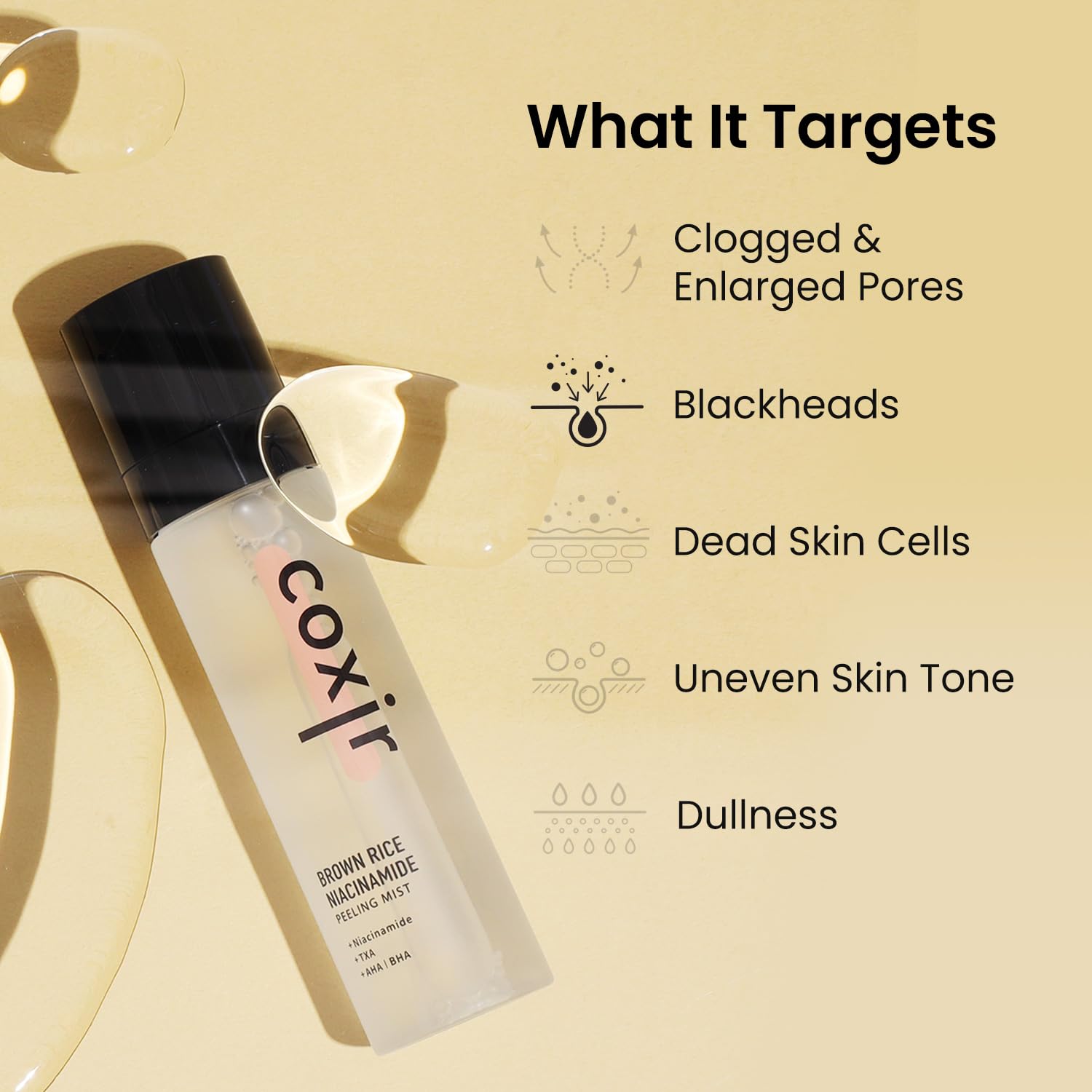 coxir BROWN RICE NIACINAMIDE daily PEELING MIST TONER l TXA(Tranexamic Acid), Niacinamide,AHA,BHA and Brown Rice l Daily Exfolia