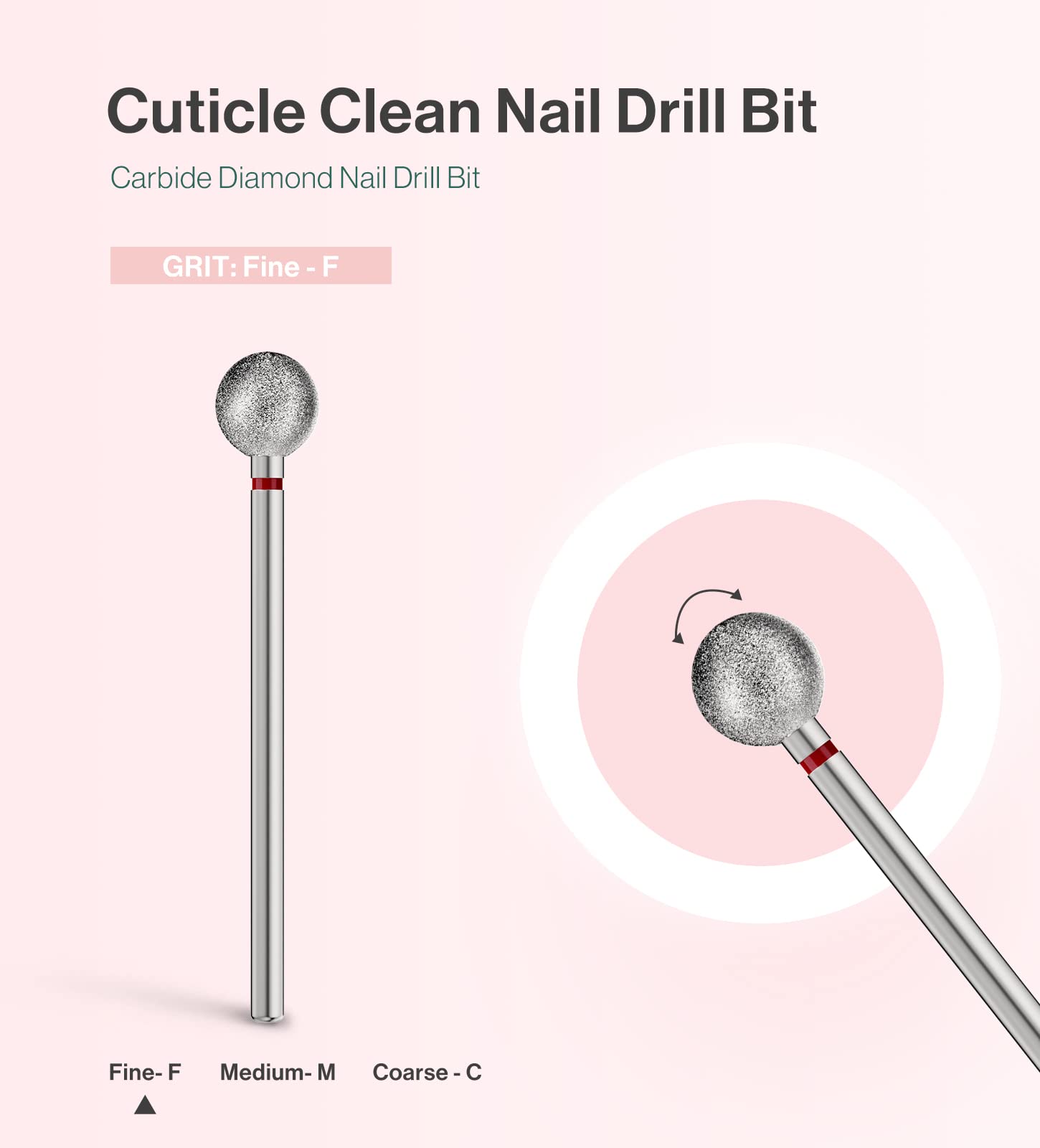 Melodysusie 7Mm Ball Shape Cuticle Clean Nail Drill Bit 3/32 ' ', Professional Safety Carbide Diamond Under Nail Cleaner For Cut