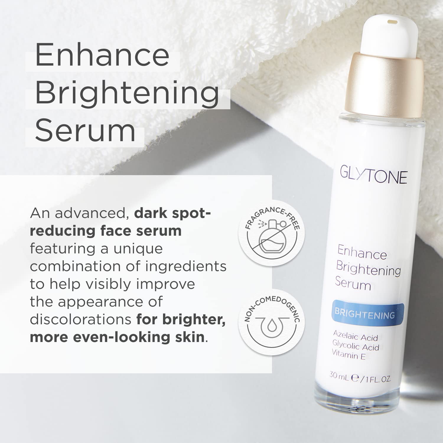 Glytone Enhance Brightening Serum - Hyaluronic Acid, 1.7 Free Acid Value Glycolic Acid, 8% Azelaic Acid - Visbily Reduce Discolo
