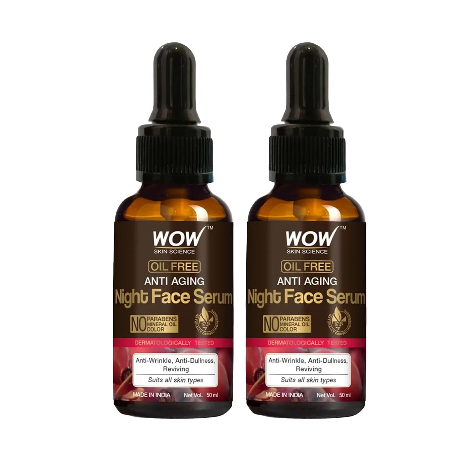 Wow Skin Science Anti Aging Night Face Serum|Oil Free|Anti Wrinkle, Anti Dullness, Reviving|No Parabens, Silicones & Color|50Ml|