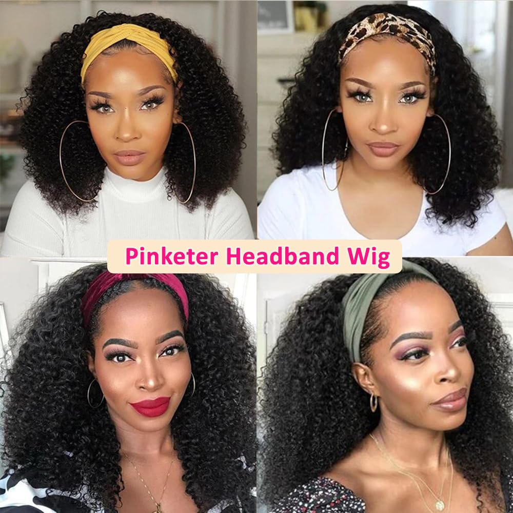 Headband Wig Human Hair Kinky Curly Headband Wig Human Hair None Lace Front 150% Density Brazilian Virgin Human Hair Headband Wi