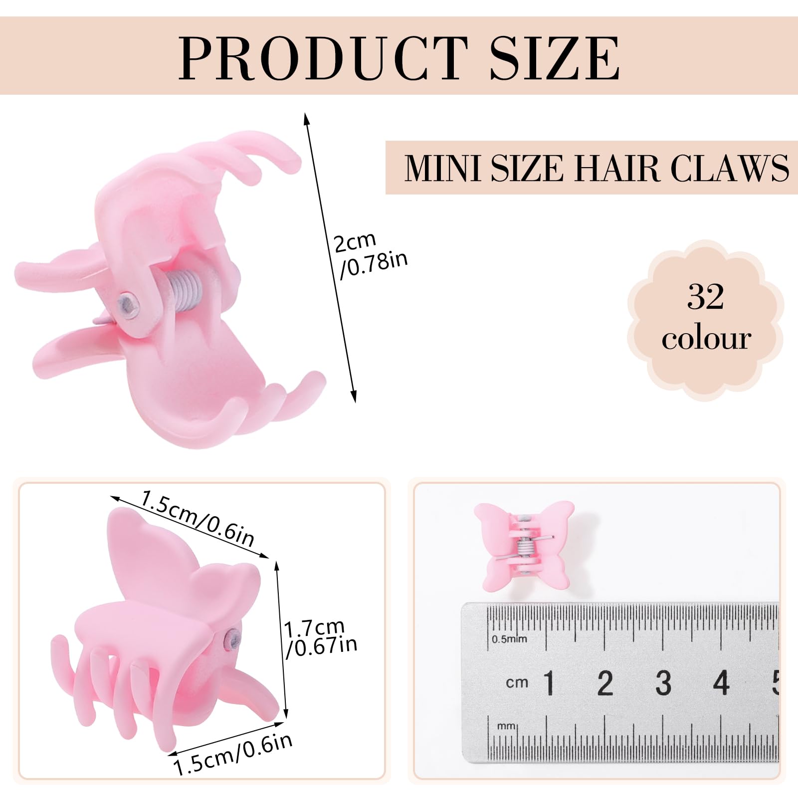 128 Pack Small Butterfly Hair Clips, 32 Colors Mini Claw Clips Hair Accessories For Toddler Baby Girls Women, Cute Hair Clips Wi
