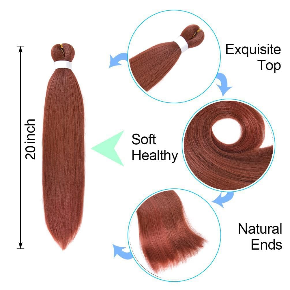 8 Pack Ombre Braiding Hair Pre Stretched - 20'' 75G/Pack Premium Kanekalon Pre Stretched Braiding Hair Extensions, Professional