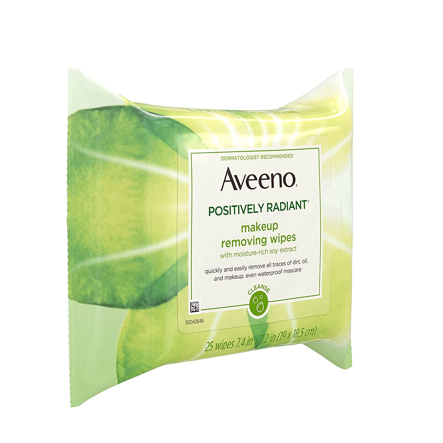 Aveeno Active Naturals Positively Radiant Makeup Removing Wipes, 25 Ea (Pack Of 3)