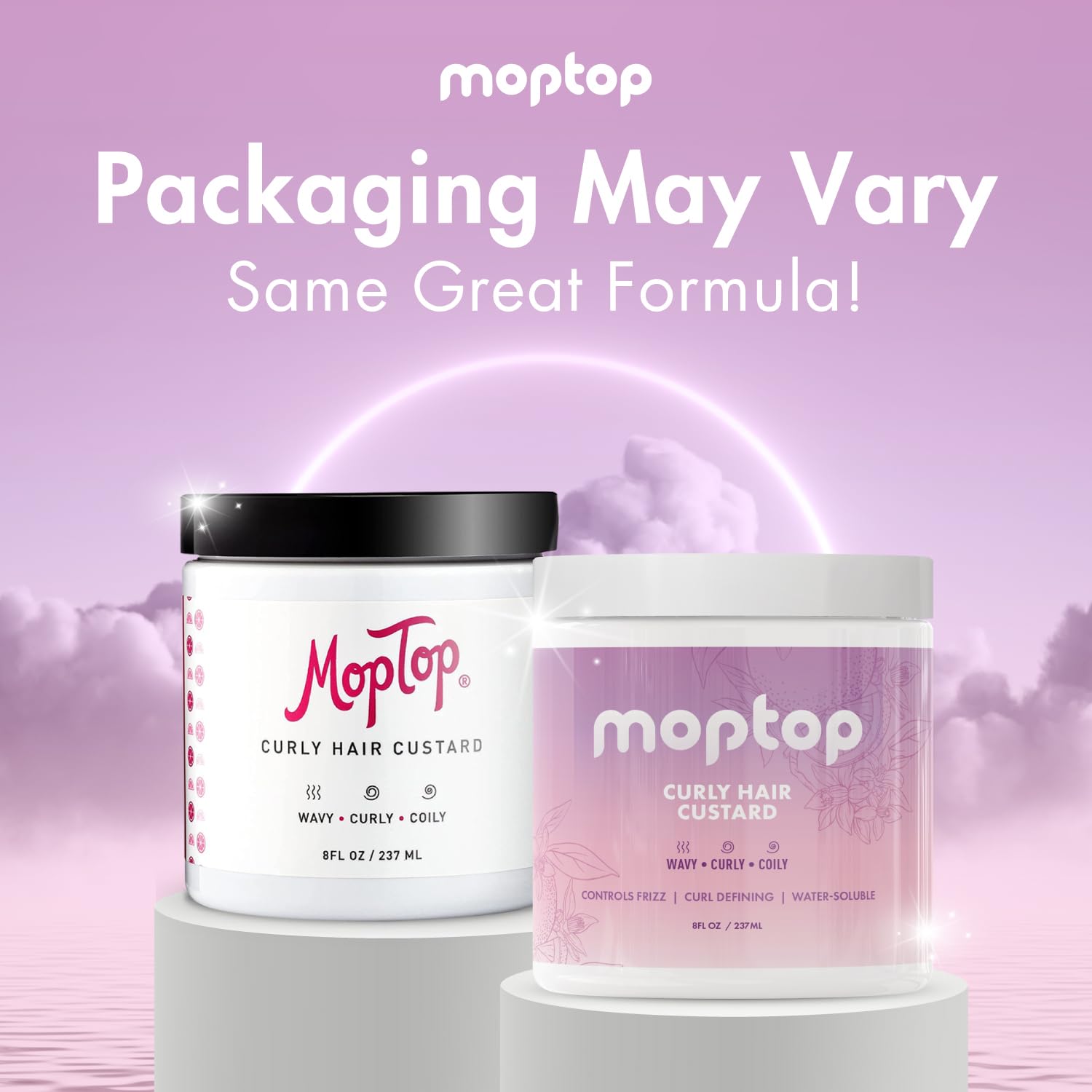 MopTop Curly Hair Custard Gel for Waves, Coils & Kinks - Anti-Frizz Curl Moisturizer, Definer & Lightweight Activator with Aloe,