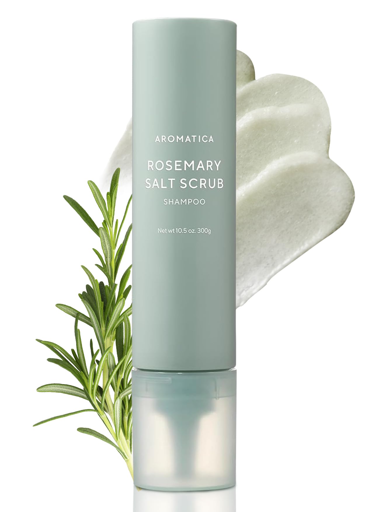 AROMATICA Rosemary Salt Scrub Shampoo 10.5 oz / 300g - Hair Loss Shampoo with Rosemary Scalp Oil | Scalp Exfoliator with Salt Sc