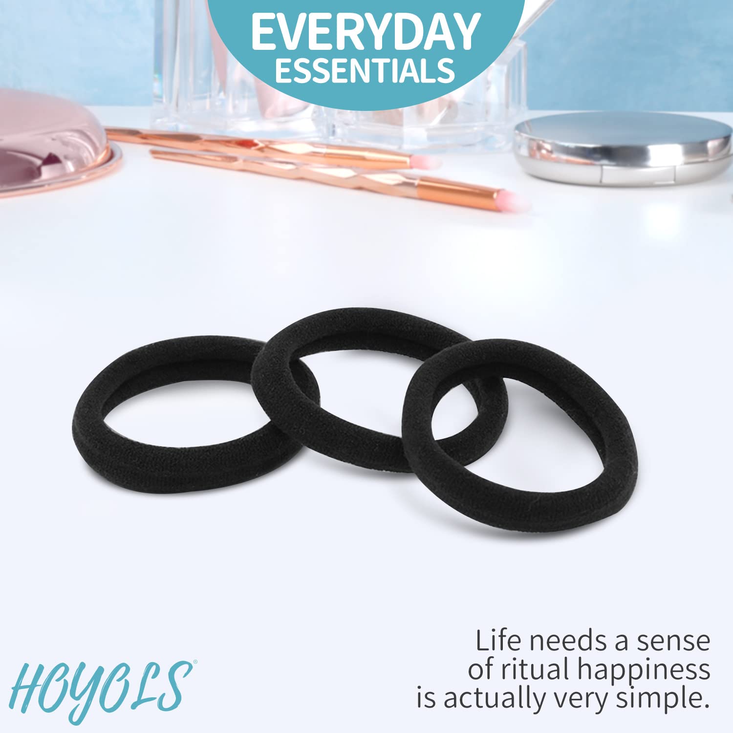 HOYOLS Cotton Hair Ties 1.6 Inch Soft & Stretch Large Hair Bands Nylon Fabric Ponytail Holder for Thick Heavy Curly Hair, No Sli