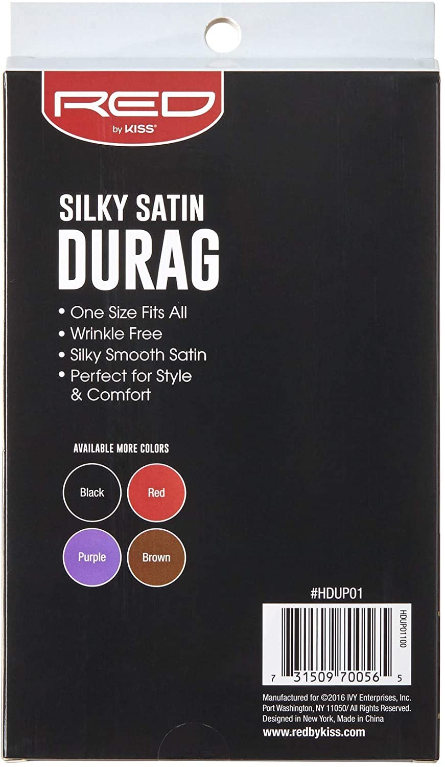 Kiss Red Silky Satin Durag Premium Smooth Silky Durag For Men & Women 360 Waves Headwraps (Black)