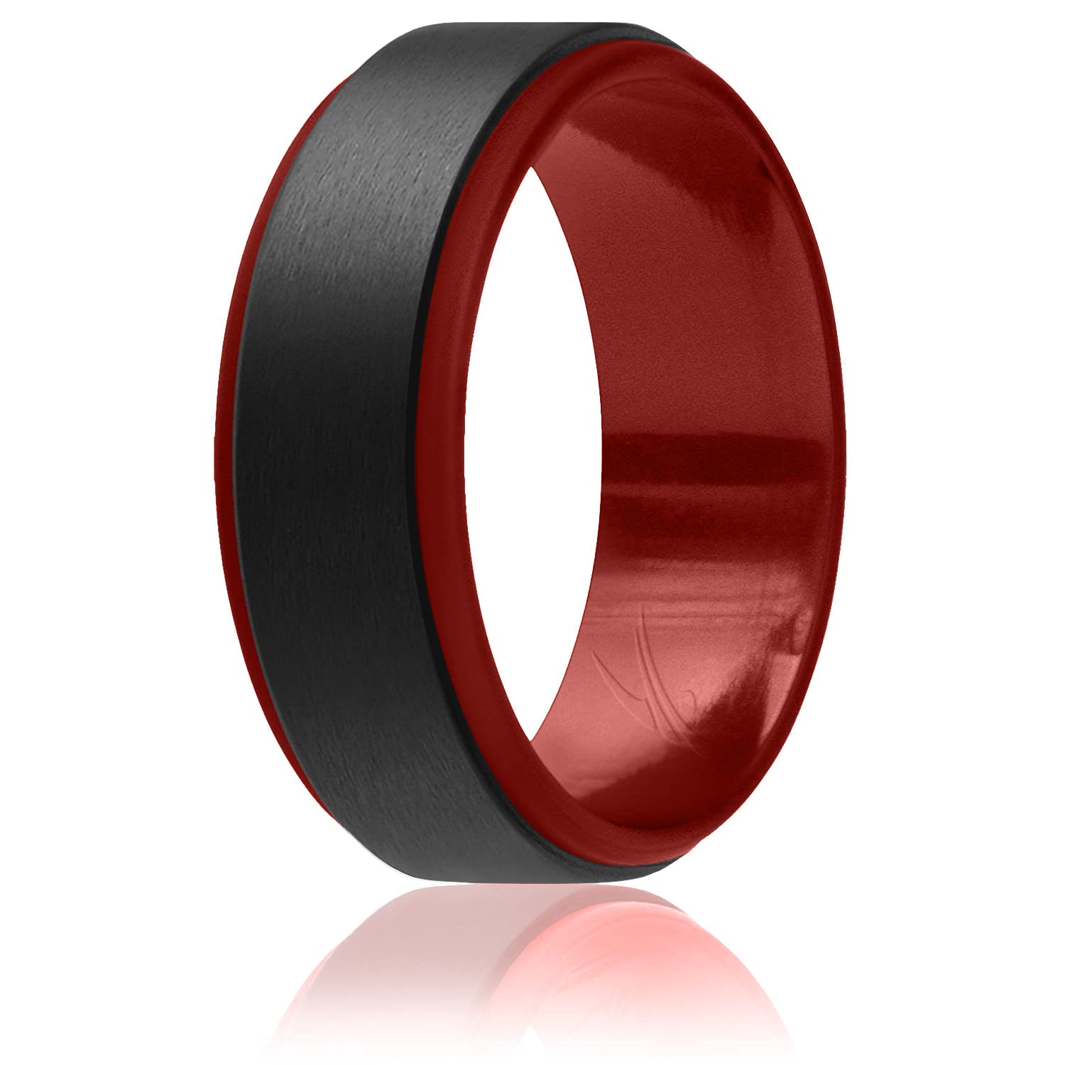 Silicone Wedding 2Layer Step Ring - Red-Black By Roq For Men - 13 Mm Ring