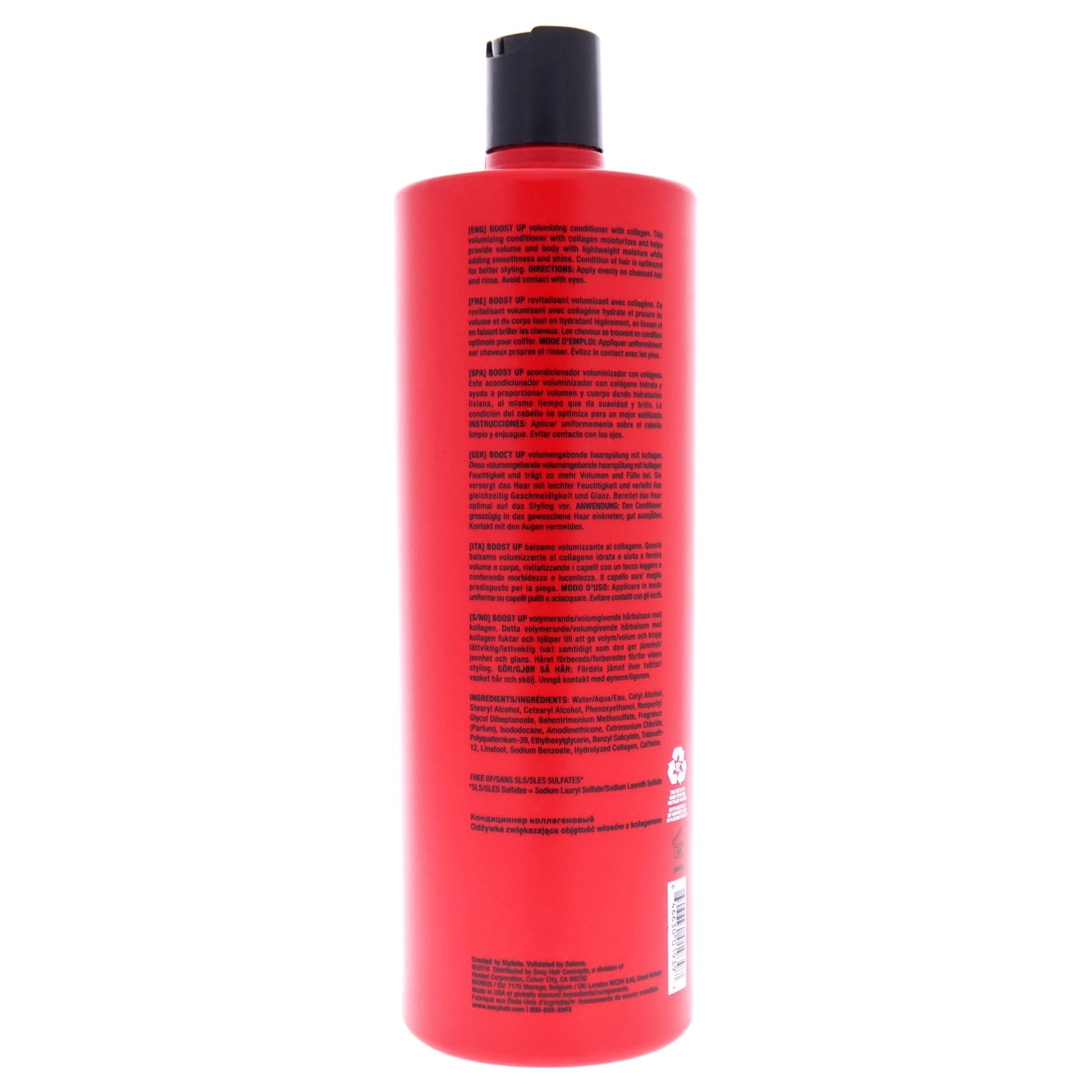 Sexyhair Big Boost Up Volumizing Conditioner With Collagen, 338 Oz  20% More Volume  Sls And Sles Sulfate Free  All Hair Types