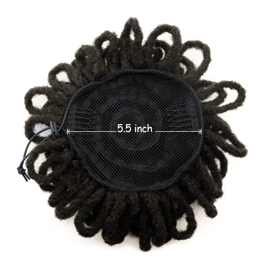 Yinmei Baibian 2Pcs Dreadlocks Bun Drawstring Ponytail Hair Afro Locs Petal Buns Synthetic Nature Color Clip In On Braided Faux