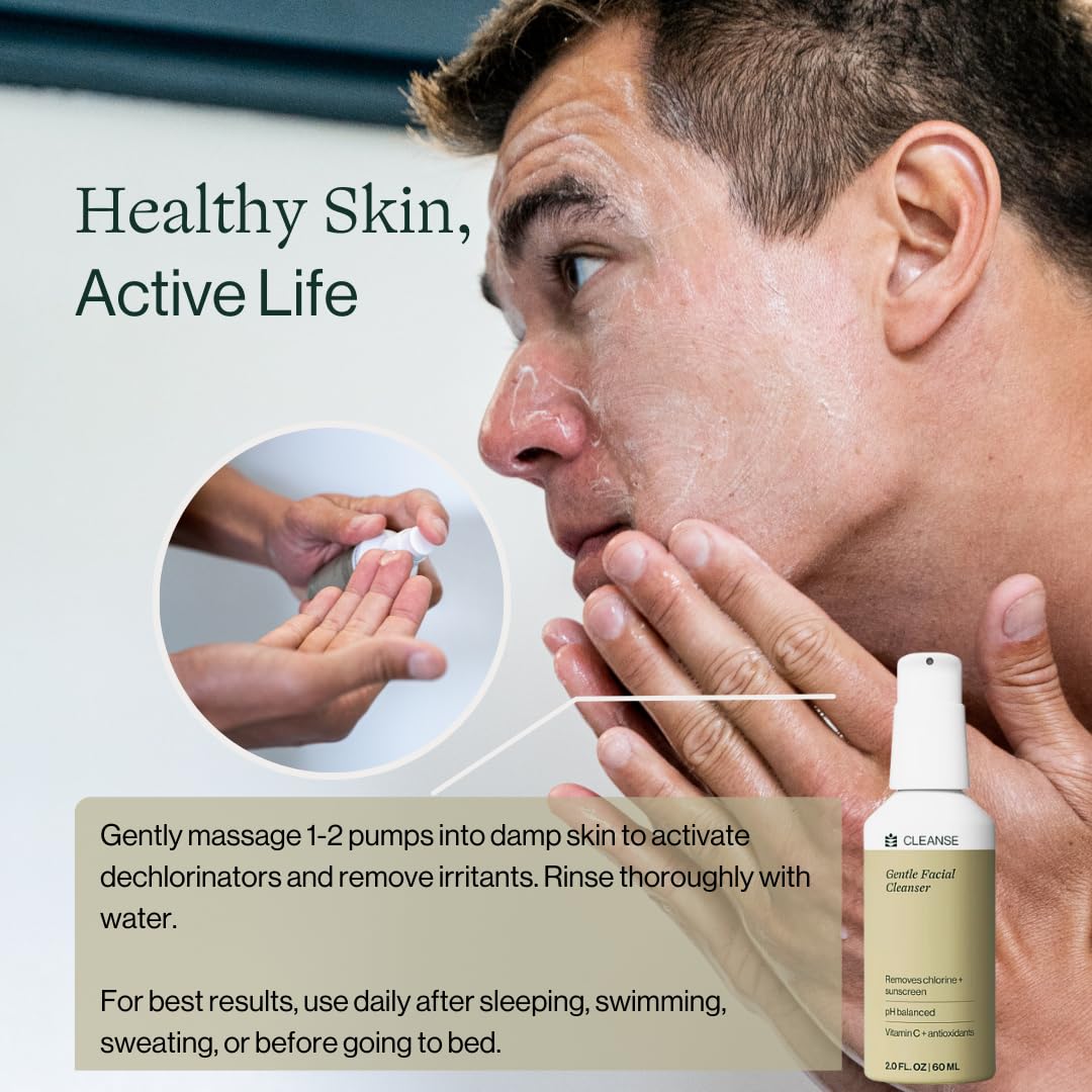 Dermasport Gentle Facial Cleanser For Swimmers And Other Athletes Removes Sunscreen And Chlorine - Moisturizing Face Wash, Fragr