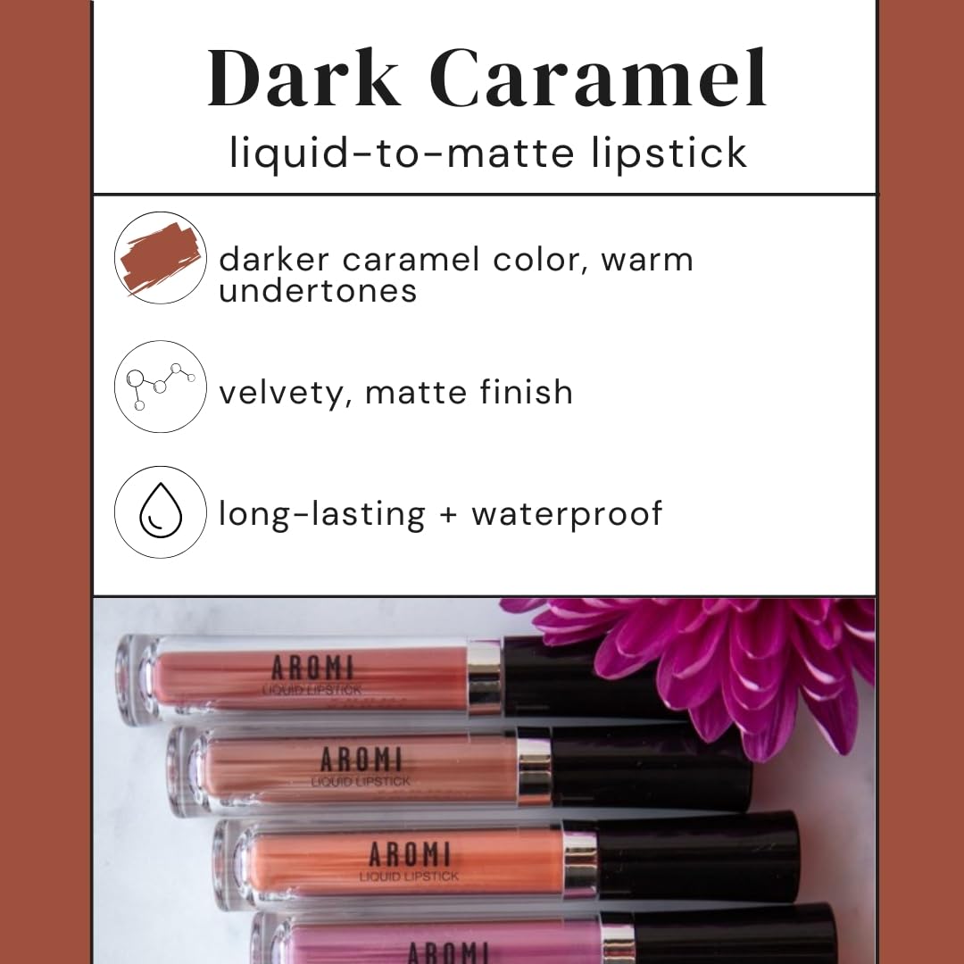 Aromi Matte Liquid Lipstick | Brown Nutmeg Lip Color, Long Wear, Transfer Proof, Paraben, Phthalate, + Gluten Free, Waterproof,