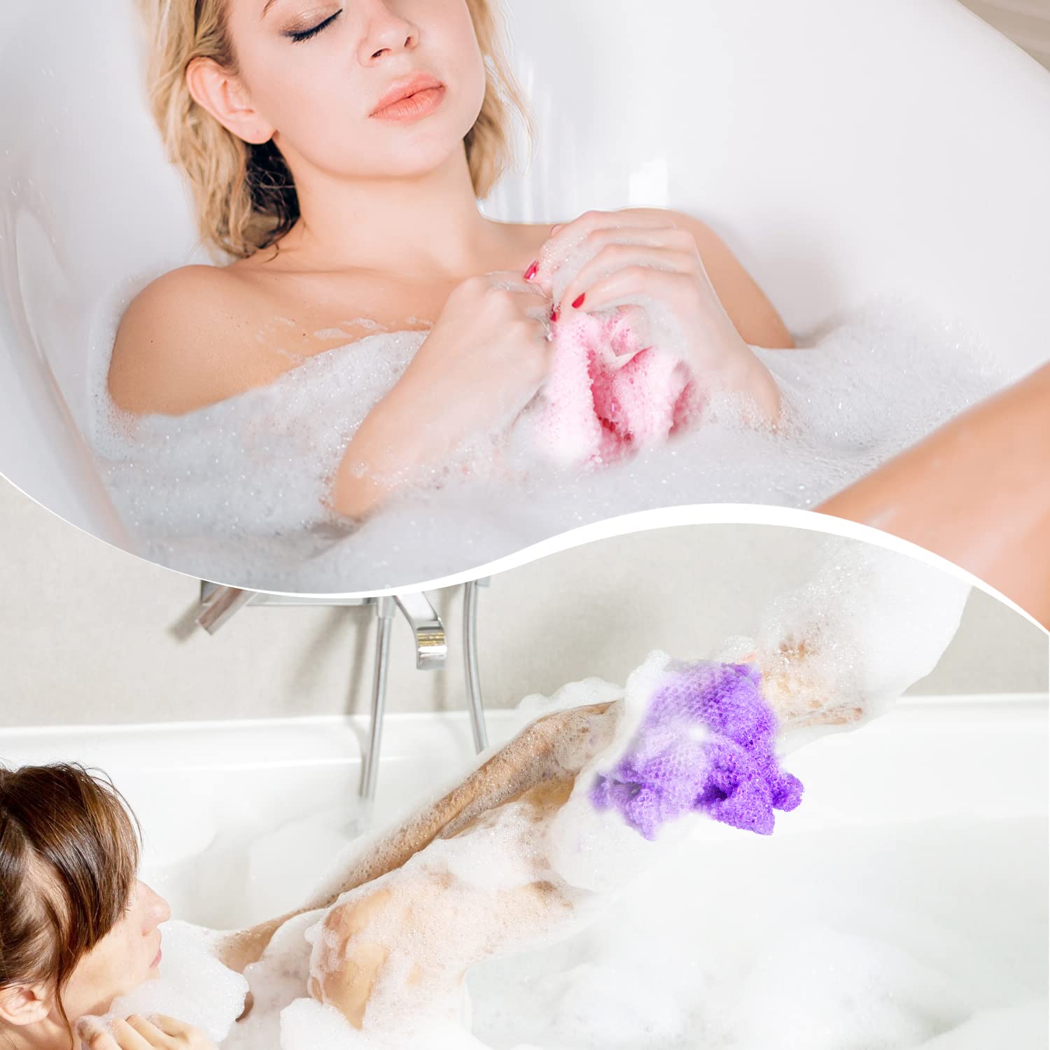 Gigules, 3 Pieces African Net Bath Sponge African Exfoliating African Scrubbing Long Net Rag African Wash Net Shower Body Scrubb
