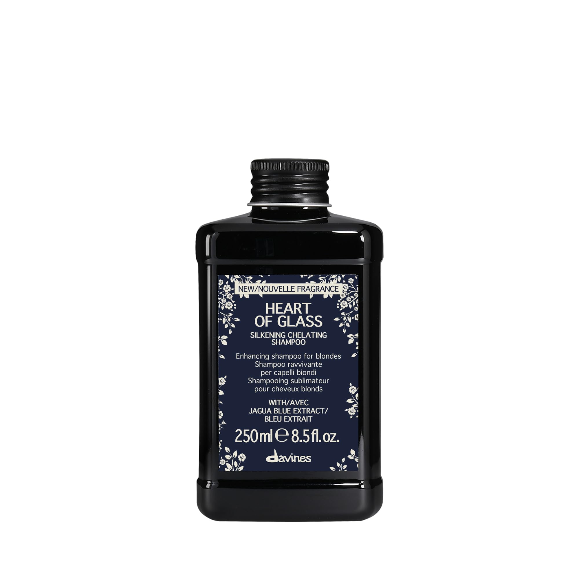 Davines Heart of Glass Silkening Chelating Shampoo, Blue Shampoo for Blonde & Silver Hair - Gentle Cleanser with Jagua Blue Extr