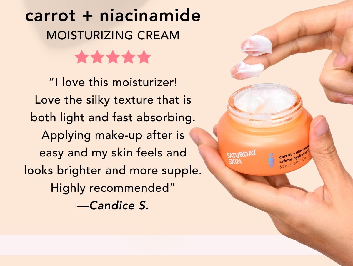 Saturday Skin Face Moisturizing Cream with Carrot, Niacinamide, Ceramides & Centella Asiatica, Peptide, Paraben-Free, Sulfates-F