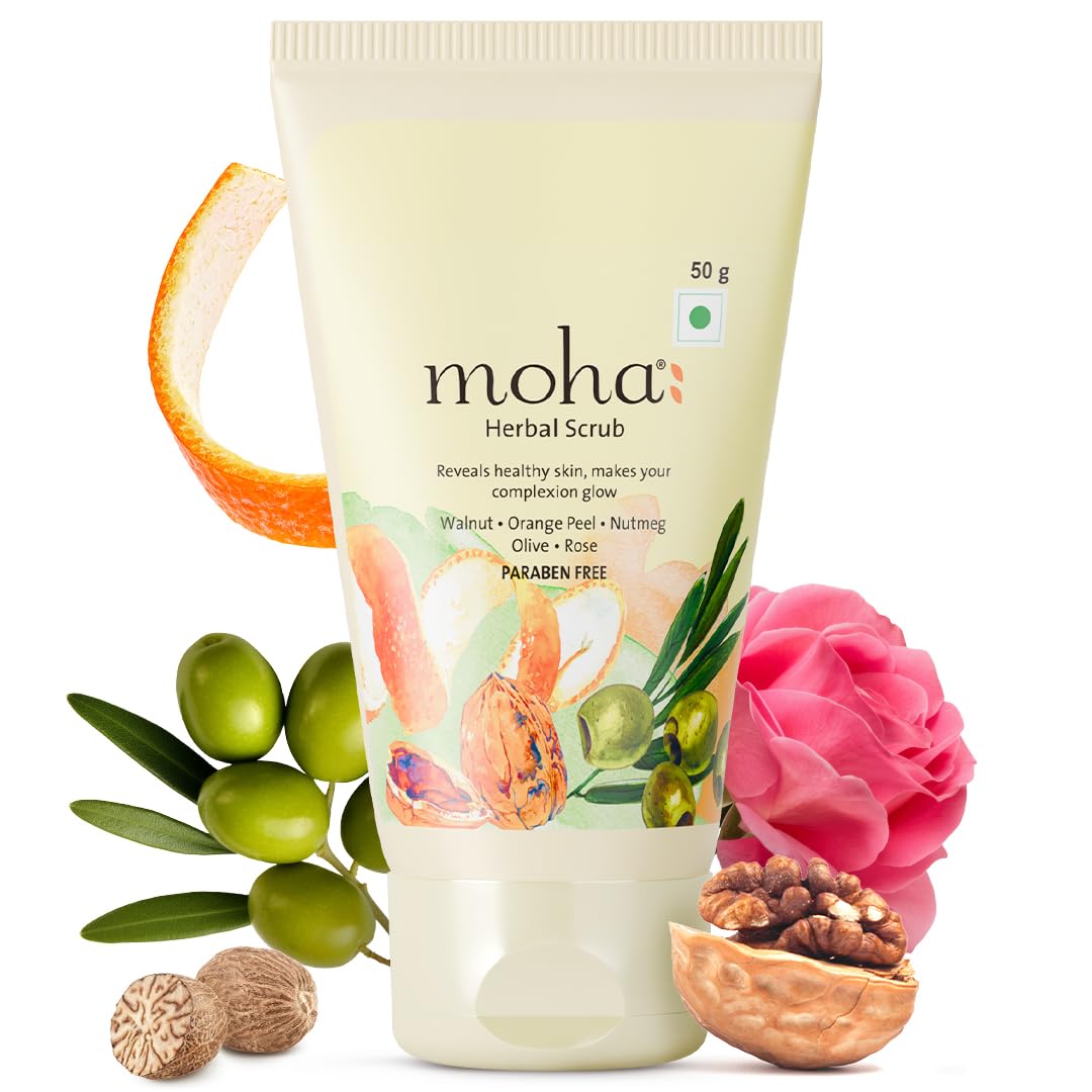Moha Walnut Face Scrub With Walnut Powder & Aloe Vera | Gentle Exfoliating Scrub For Glowing Skin & Smooth Texture | Dual-Action