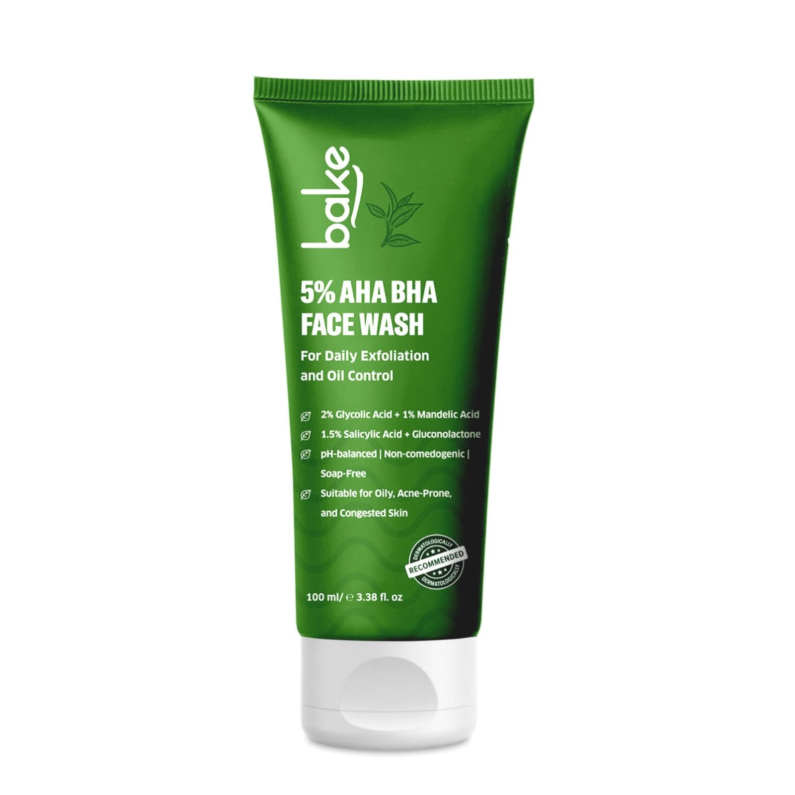 Bake 5% Aha Bha Face Wash With 1.5% Salicylic Acid, 2% Glycolic Acid & 1% Mandelic Acid For Open Pores, Acne & Dark Spots | For 